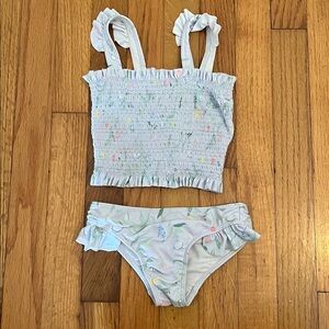 MINNOW Kids Floral Ruffled Swim Set